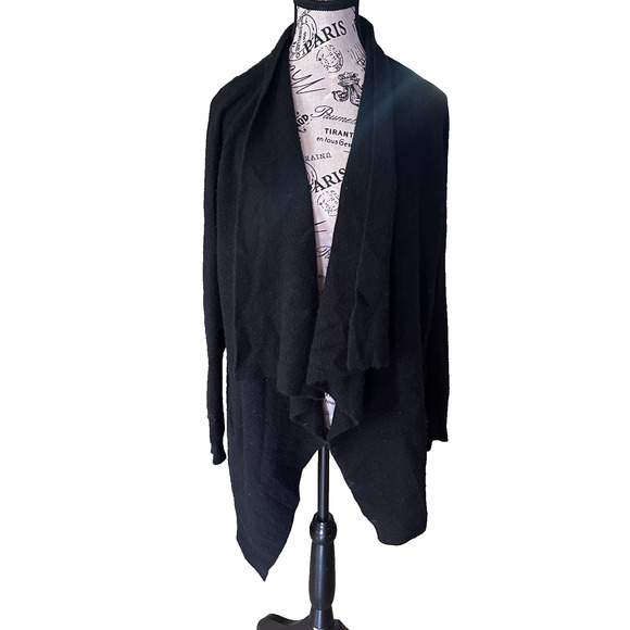 Vince Women’s 100% Cashmere Open Front Drape Cardigan Sweater Black Sz S Luxury - Picture 2 of 6